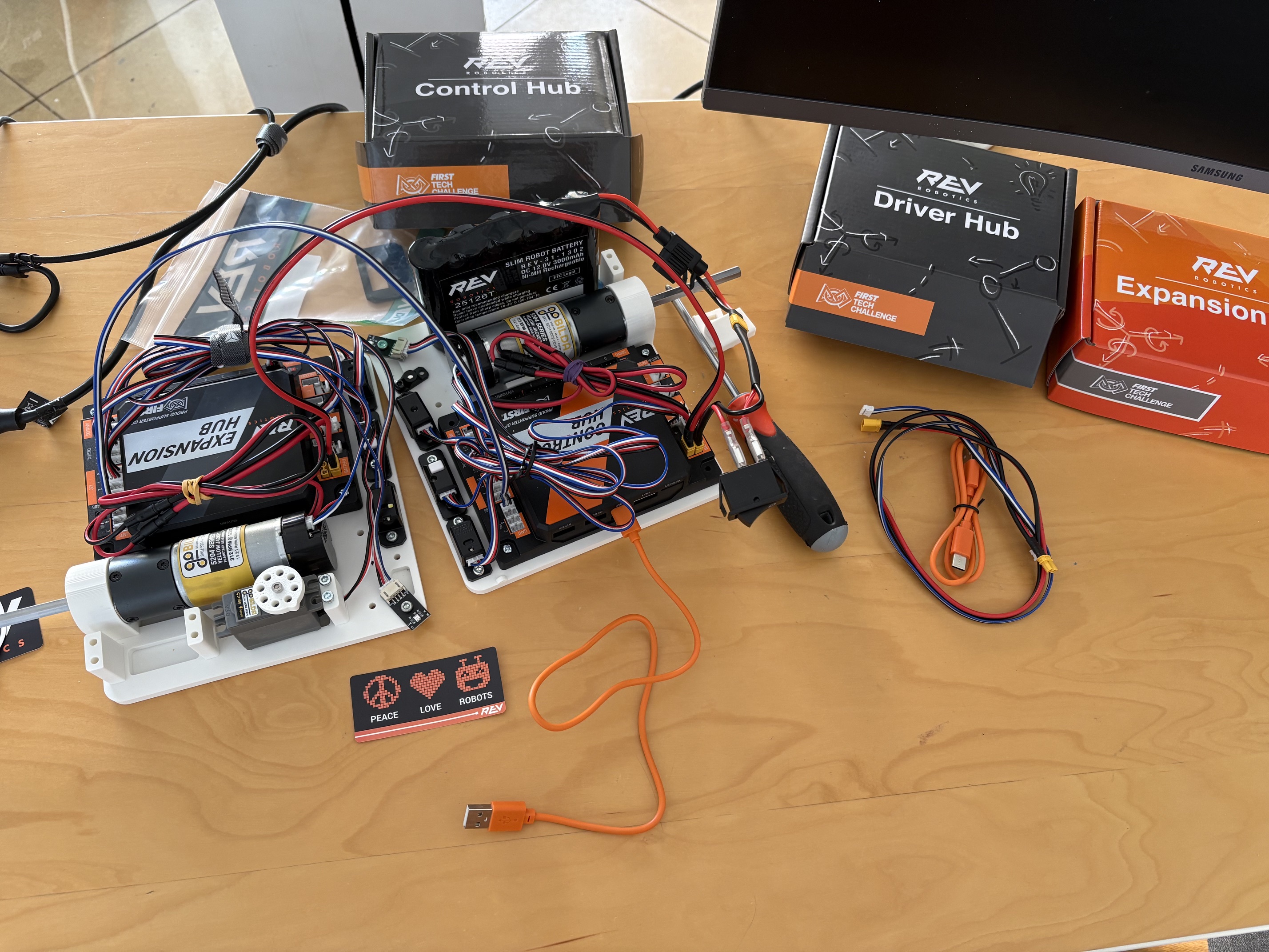 REV Robotics control hub and expansion hub electronics